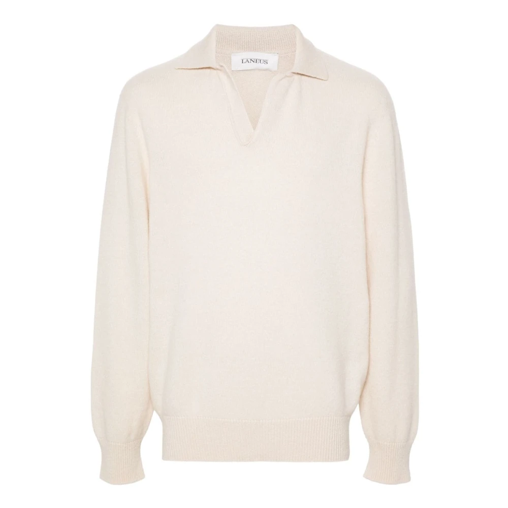 Laneus Beige Sweater Borstad Stickad Polokrage Beige, Herr