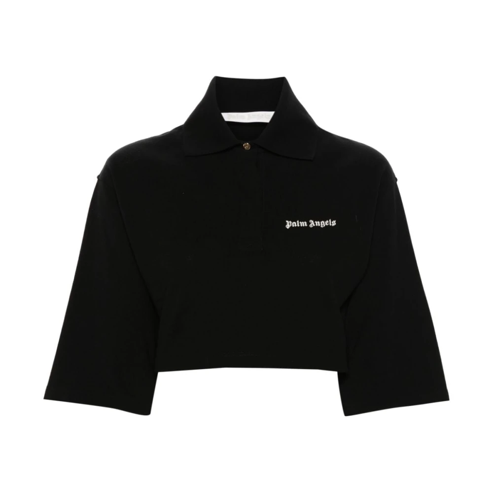 Palm Angels Women's Black Polo Shirts, S, Polo Shirt