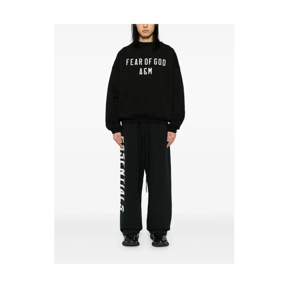 Fear Of God Zwarte Logo Print Elastische Taille Shorts Black Heren