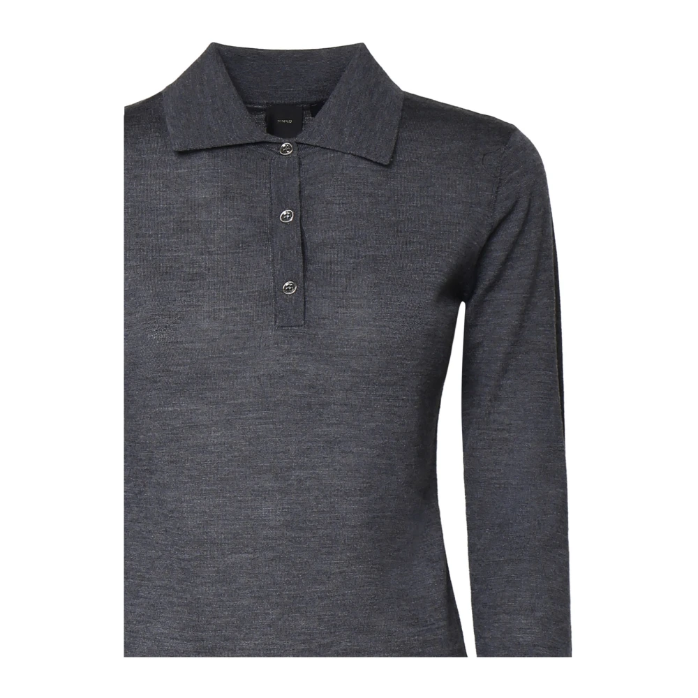 pinko Grijze Tricot Sweater met Overhemdkraag Gray Dames