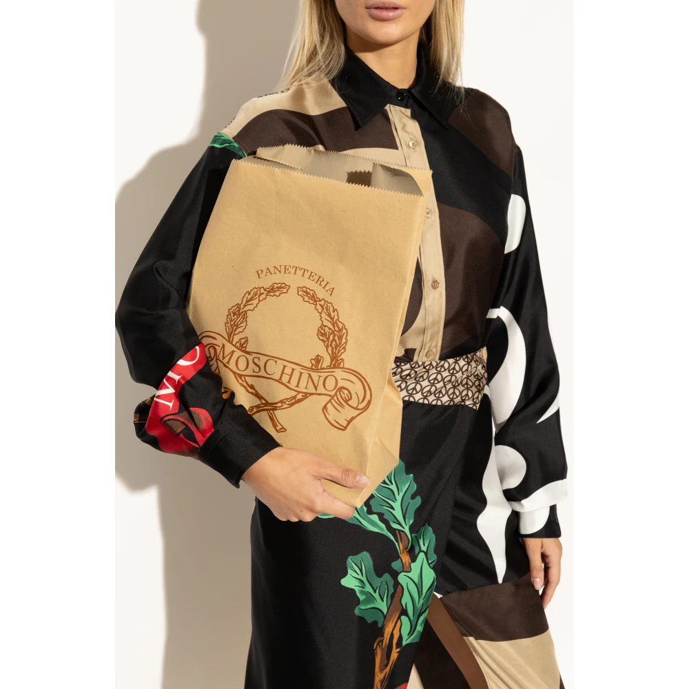 Moschino Envelop Clutch met Logo Beige Dames