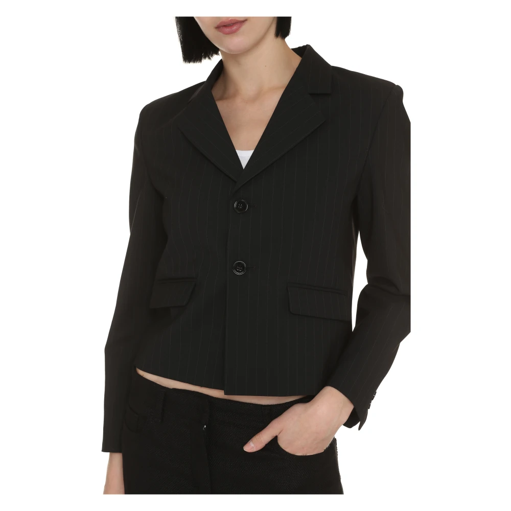 MM6 Maison Margiela Pin-striped Blazer met reverskraag Black Dames
