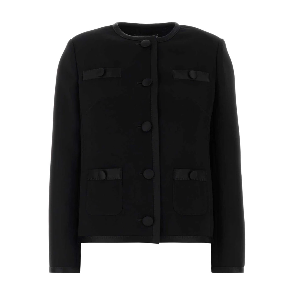 Dolce & Gabbana Black Embellished Round Neck Jacket - Female - Light Jackets - S - Jackets