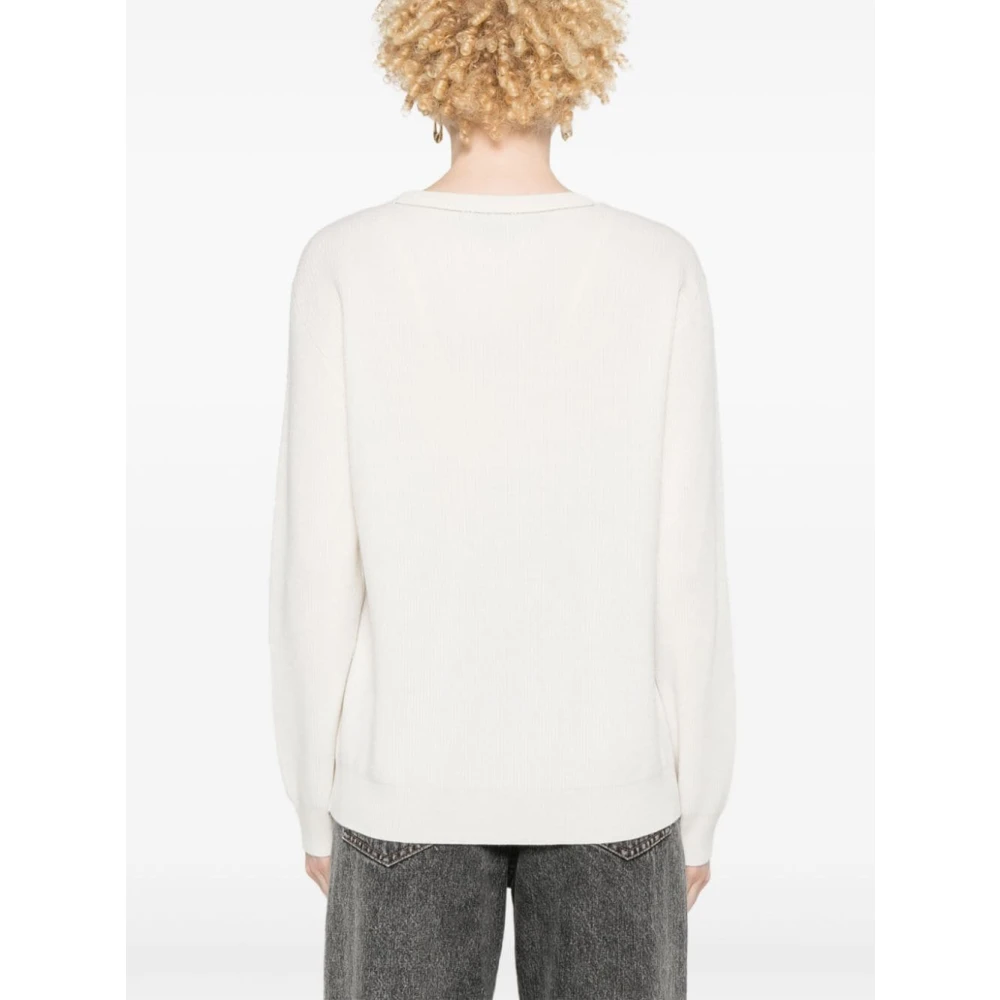 BRUNELLO CUCINELLI Luxe Cashmere Gebreide Trui Beige White Dames