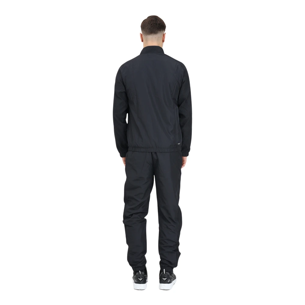 Emporio Armani EA7 Zwart trainingspak met gestreepte mouwen Black Heren