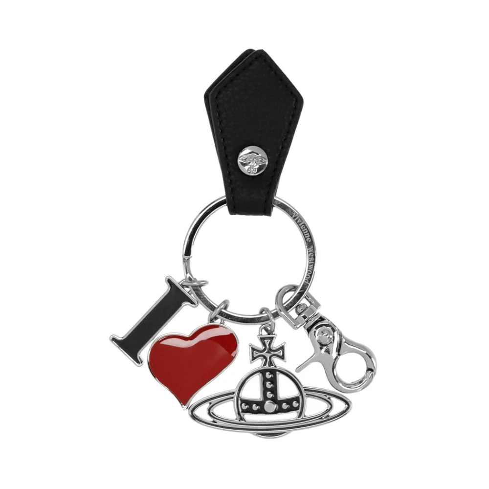 Vivienne Westwood Zwarte sleutelhanger met I Love Orb hanger Black Dames