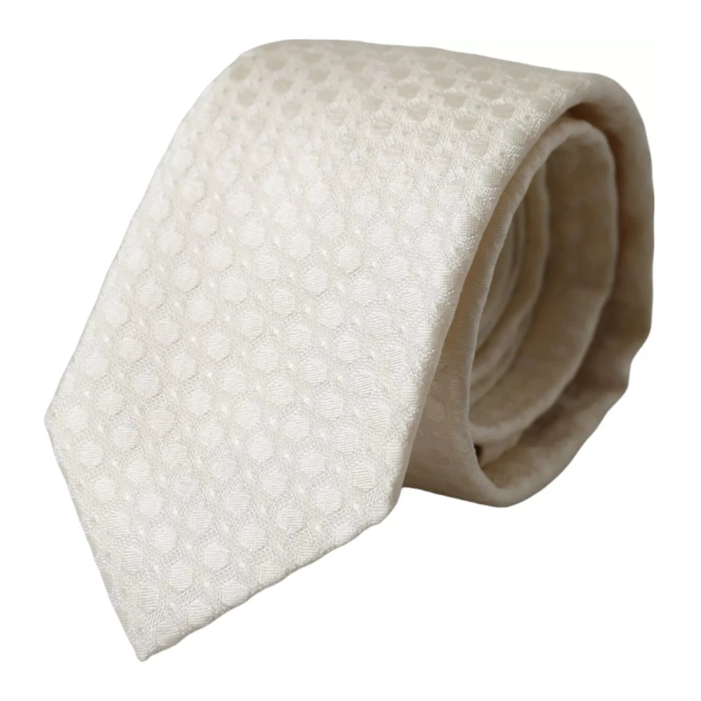Dolce & Gabbana Off White Zijden Verstelbare Stropdas White Heren