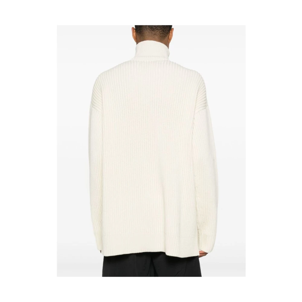 Jil Sander Eierschaal Wit Grof Gebreide Trui White Heren
