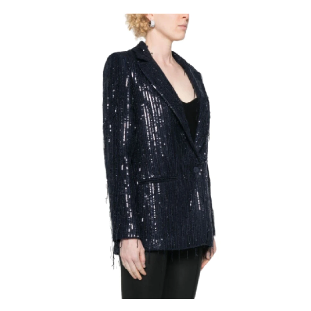 Federica Tosi Navy Pailletten Blazer Blue Dames