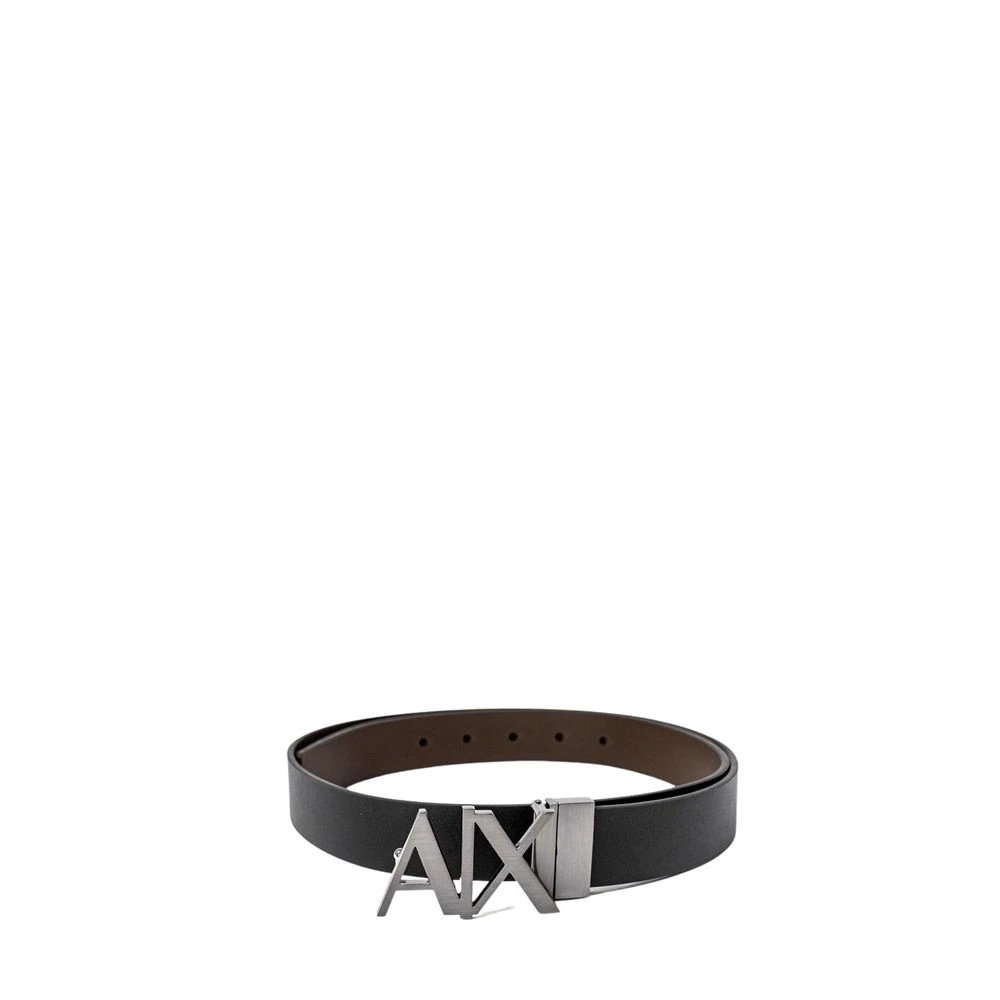Armani Exchange Men's Black Leather Belt With Ax Logo