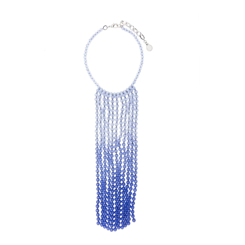 Emporio Armani Women's Silver Fringe Necklace Logo Beads