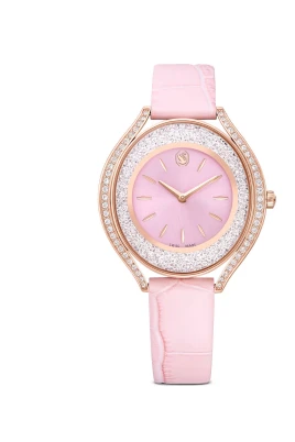 Crystal-Embellished Leather Strap Watch