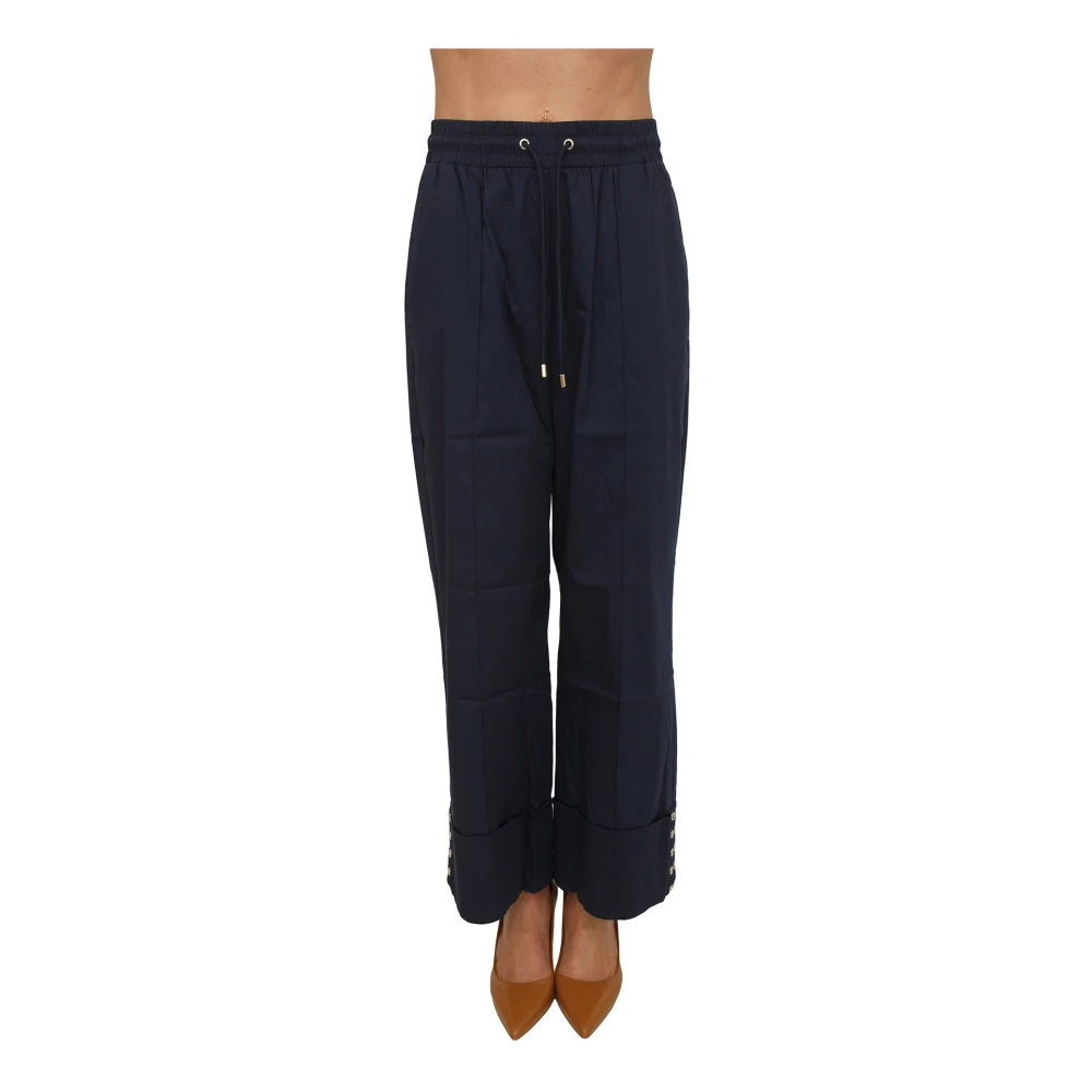 Liu Jo Vrouw Blauw Broeken Dames, Xs, Katoen, Pantalone Tessuto