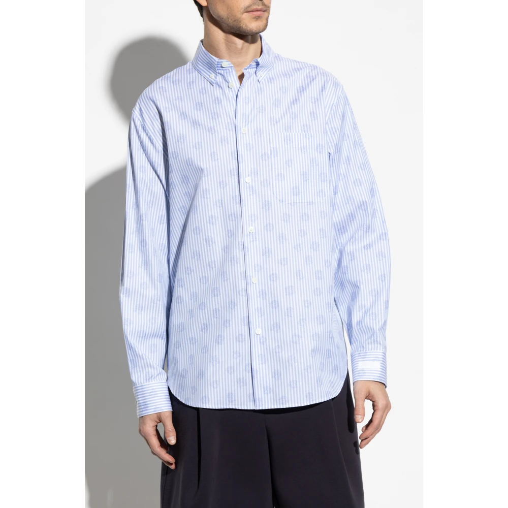 Versace Gestreept shirt Blue Heren