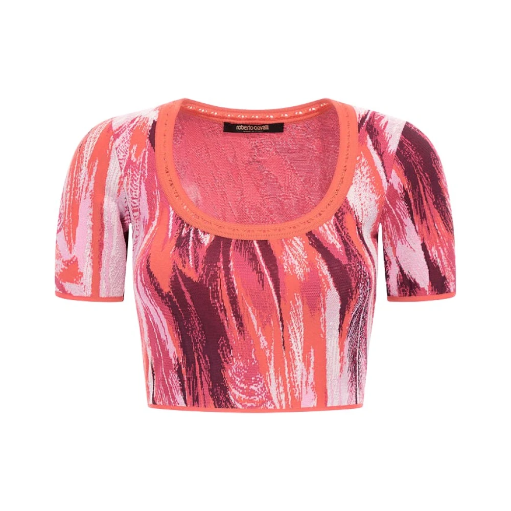 Roberto Cavalli Pink Blouses, Female, S, Plumange Print Top