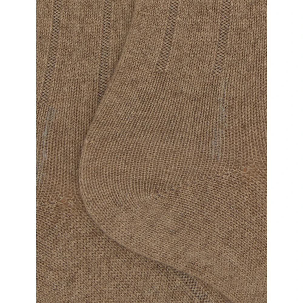 Gallo Lange effen beige geribbelde sokken voor dames Beige Dames