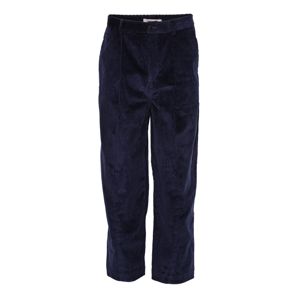 Henrik Vibskov Marineblauwe Corduroy Broek met Plooien Blue Heren