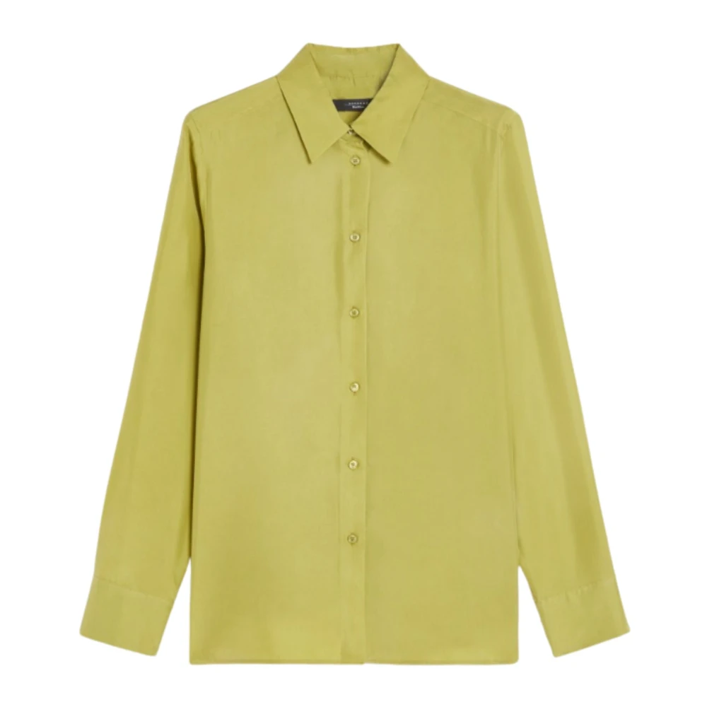 Max Mara Weekend Groene zijden overhemd met lange mouwen Green Dames