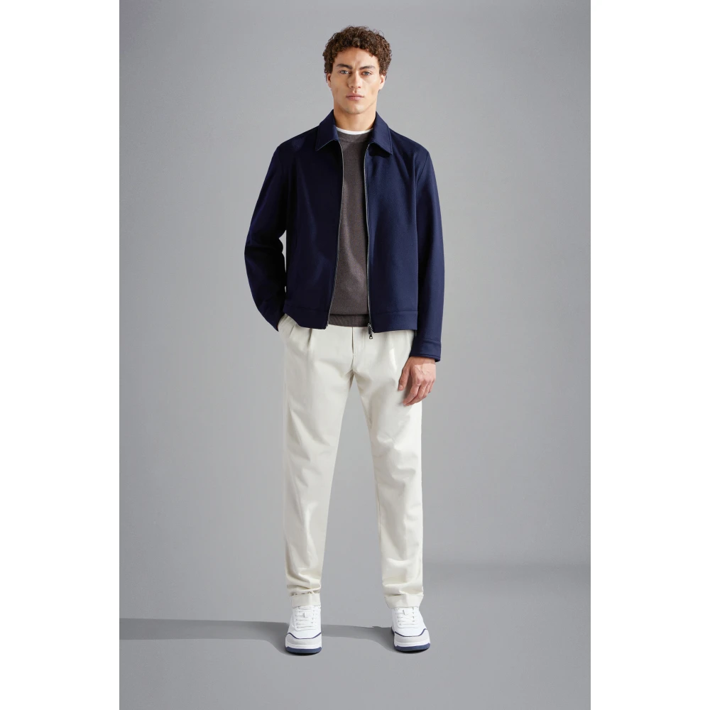 PAUL & SHARK Blauwe Zip Overshirt Jas Blue Heren