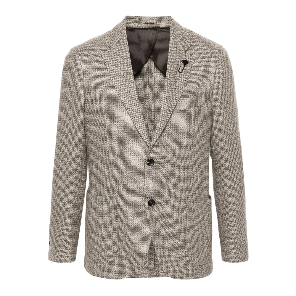 Lardini Brown Blazers, Male, 2XL, Interwoven Single-Breasted Blazer