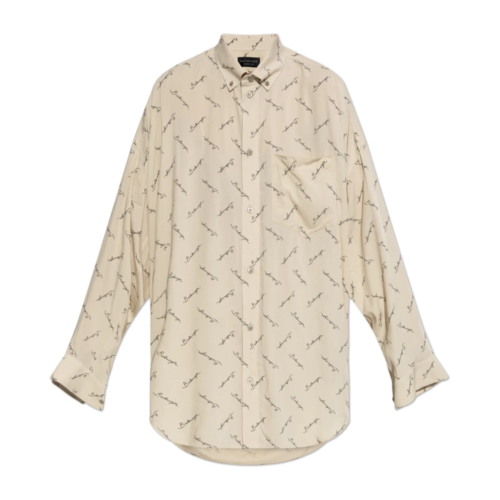 Balenciaga Logo Shirt Beige Dames