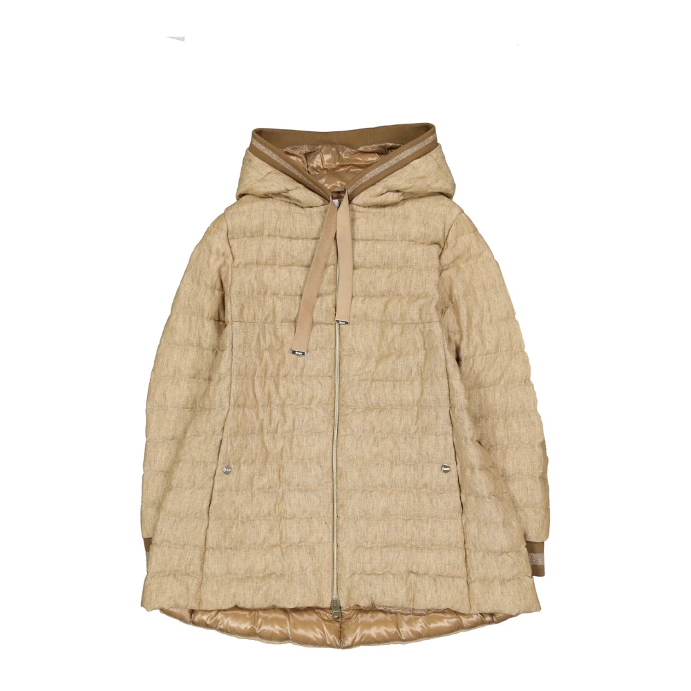 Herno Women's Brown Down Coats, Xl, Quilted Down Jacket