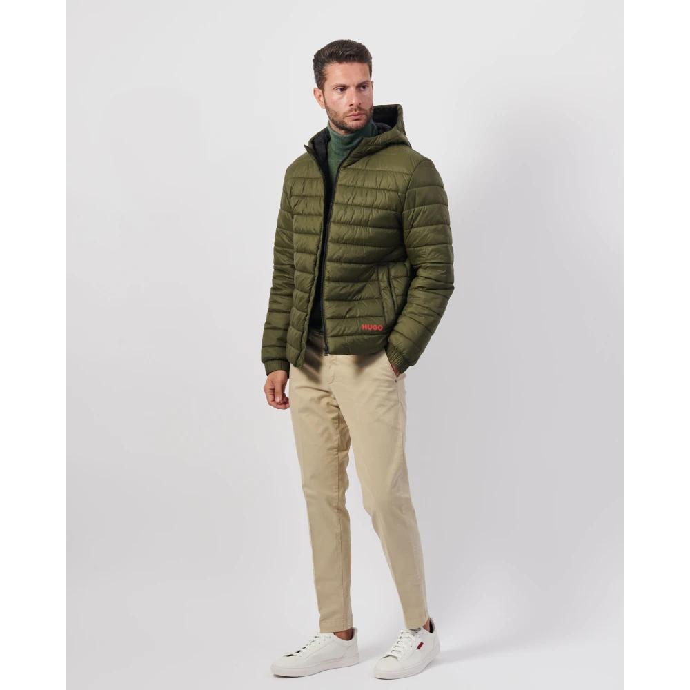 Hugo Boss Groene Gewatteerde Jas met Capuchon Green Heren