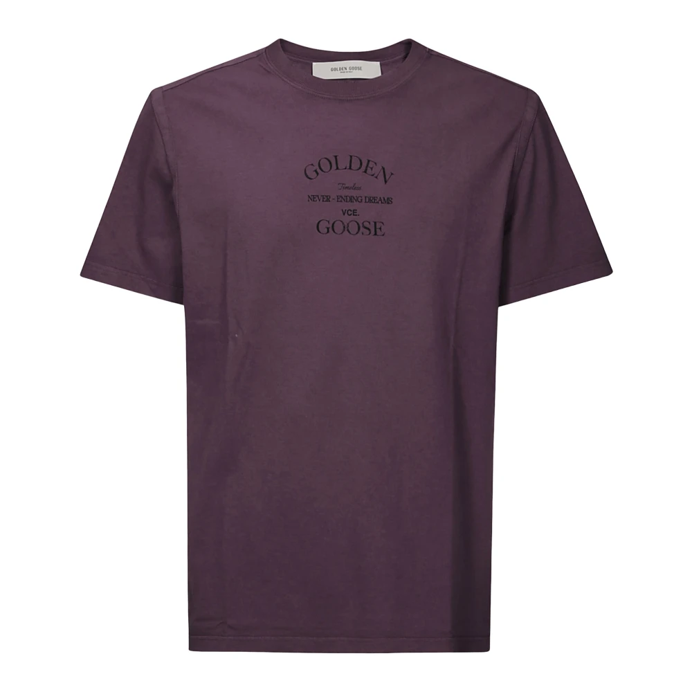 Golden Goose Logo-Print Katoenen T-shirt Purple Heren