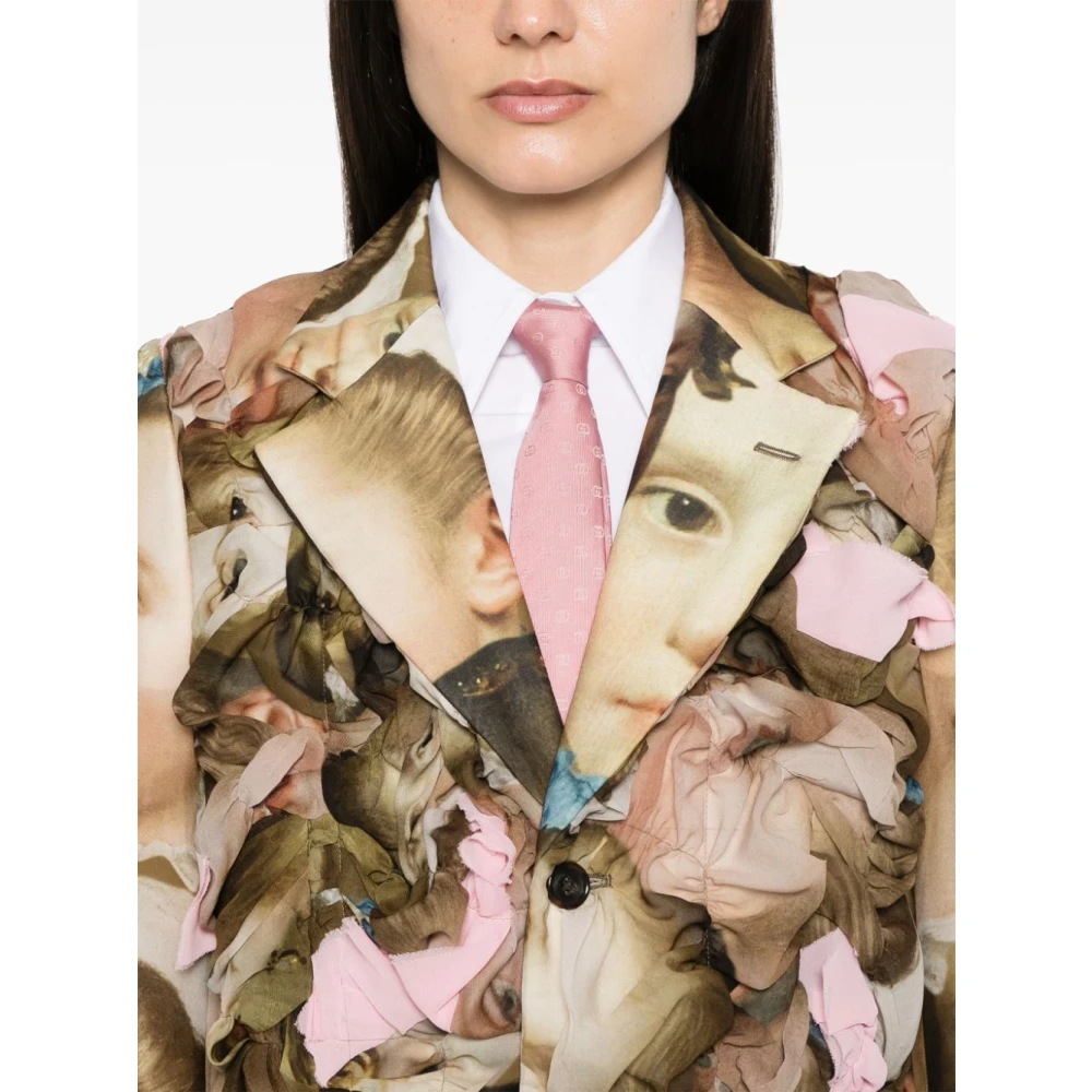 Comme des Garçons Gestructureerde enkele jas met grafische print Multicolor Dames