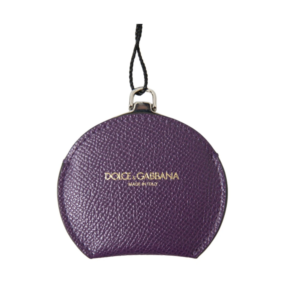 Dolce & Gabbana , Accessories, Unisex, Purple, One Size, Elegant Purple Leather Mirror Holder