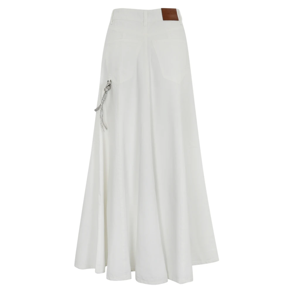 pinko Lange katoenen rok met juweelketting White Dames