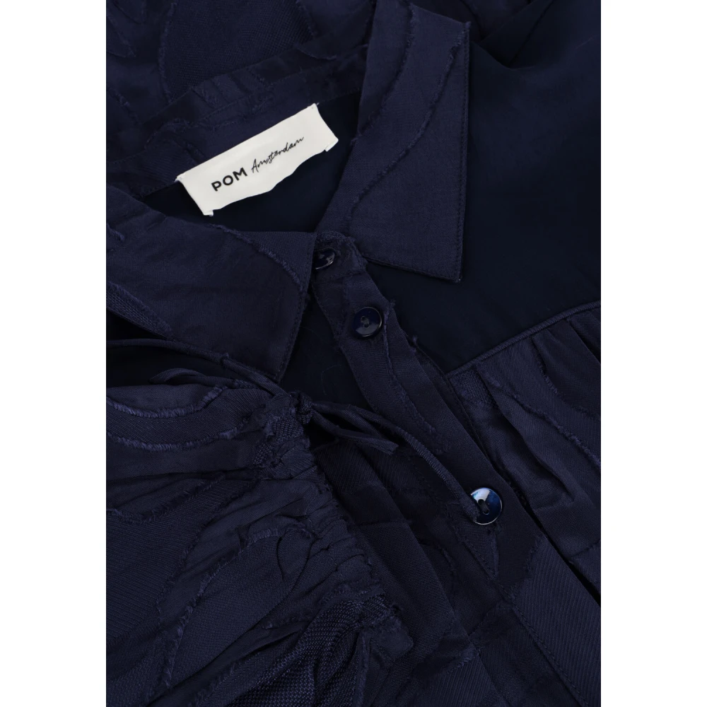 Pom Amsterdam Midnight Blue Jacquard Jurk Blue Dames