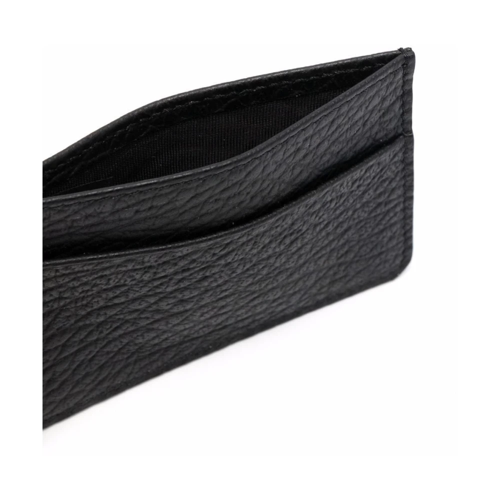 Maison Margiela Zwarte leren kaarthouder met gehamerd textuur Black Heren