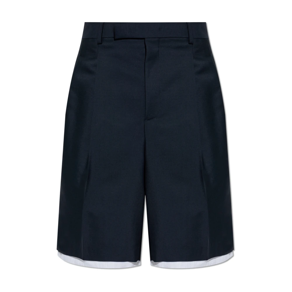 Jil Sander Mannelijk Blauw Korte Broeken Heren, M, Wol, Wool Canvas Shorts