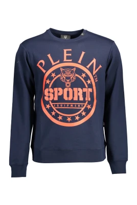 Blå Långärmad Crewneck Sweatshirt med Tryck