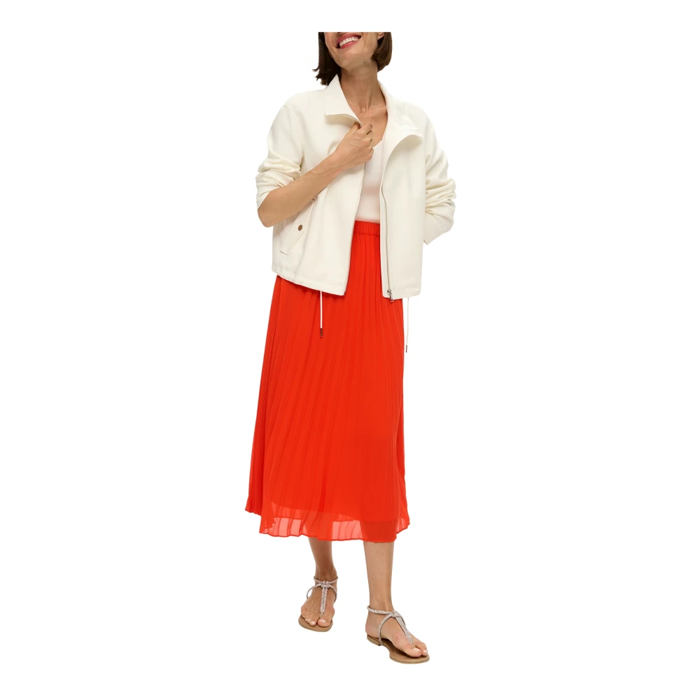 s.Oliver Geplooide Chiffon Midi Rok Red Dames