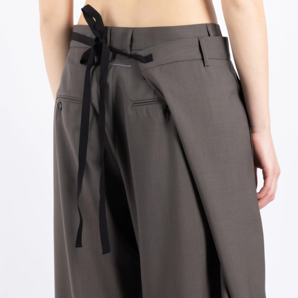 MM6 Maison Margiela Wijde Pijp Wol Broek Gray Dames
