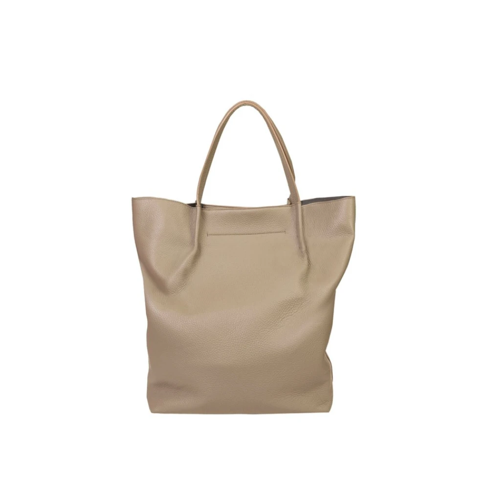 Fabiana Filippi Leren Shopper Tas met Binnenzakken Gray Dames