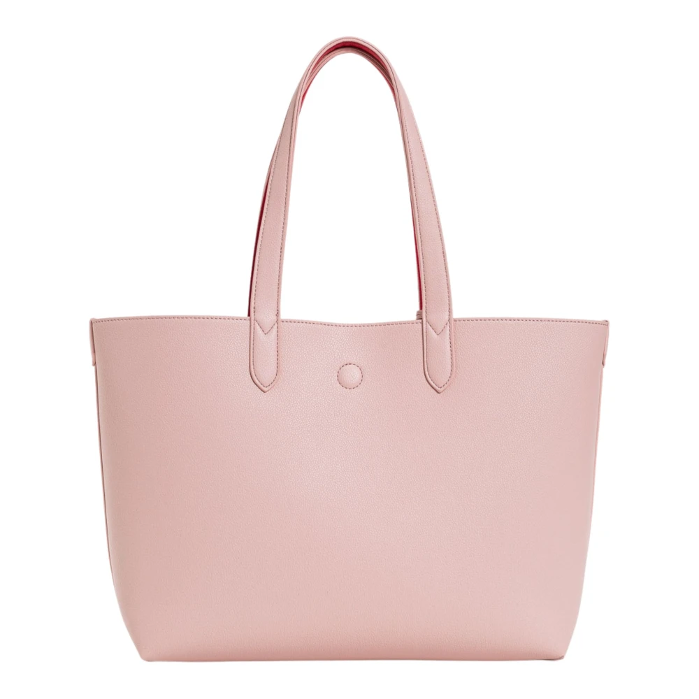 Twinset Omkeerbare leren shopper tas met bedel Pink Dames