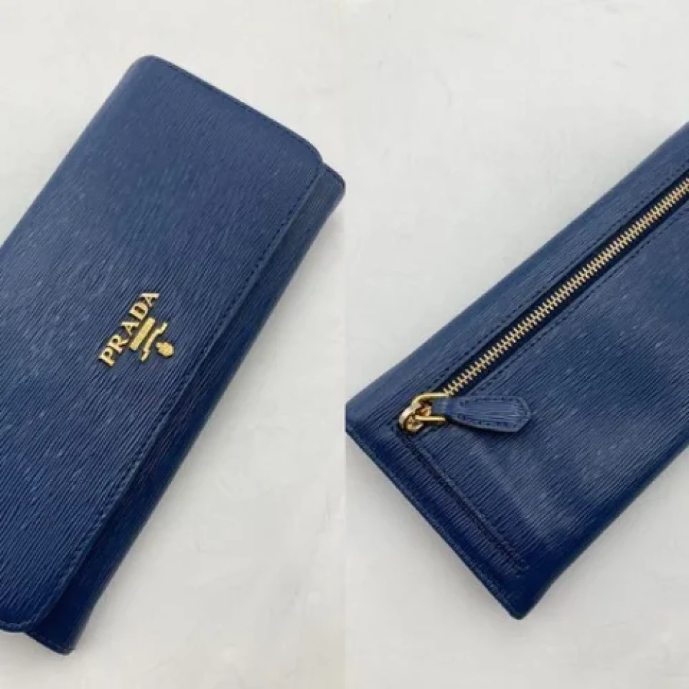 Prada Vintage Pre-owned Leather wallets Blue Dames