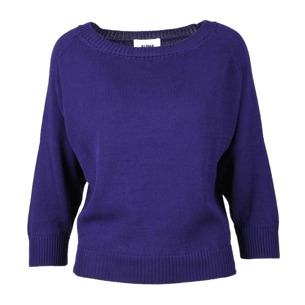 Alpha Studio Katoenen Gebreide Top Purple Dames