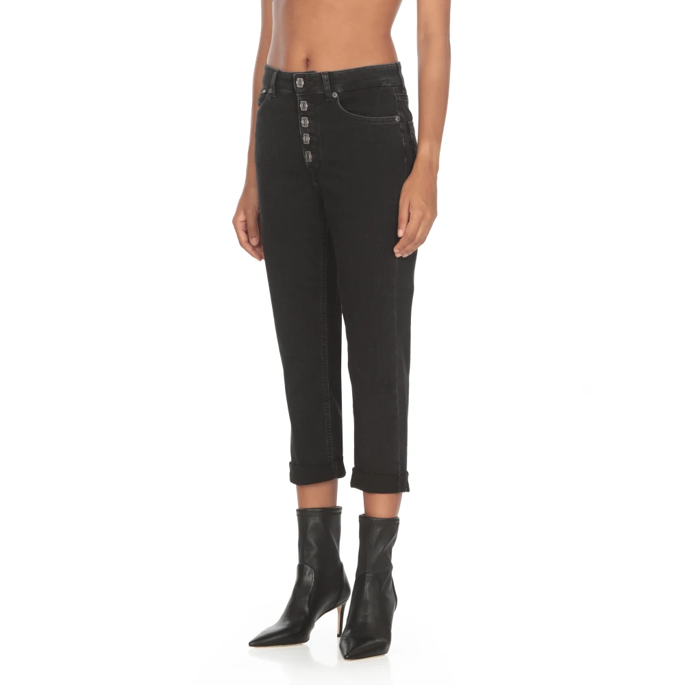 Dondup Zwarte katoenen damesjeans met zakken Black Dames