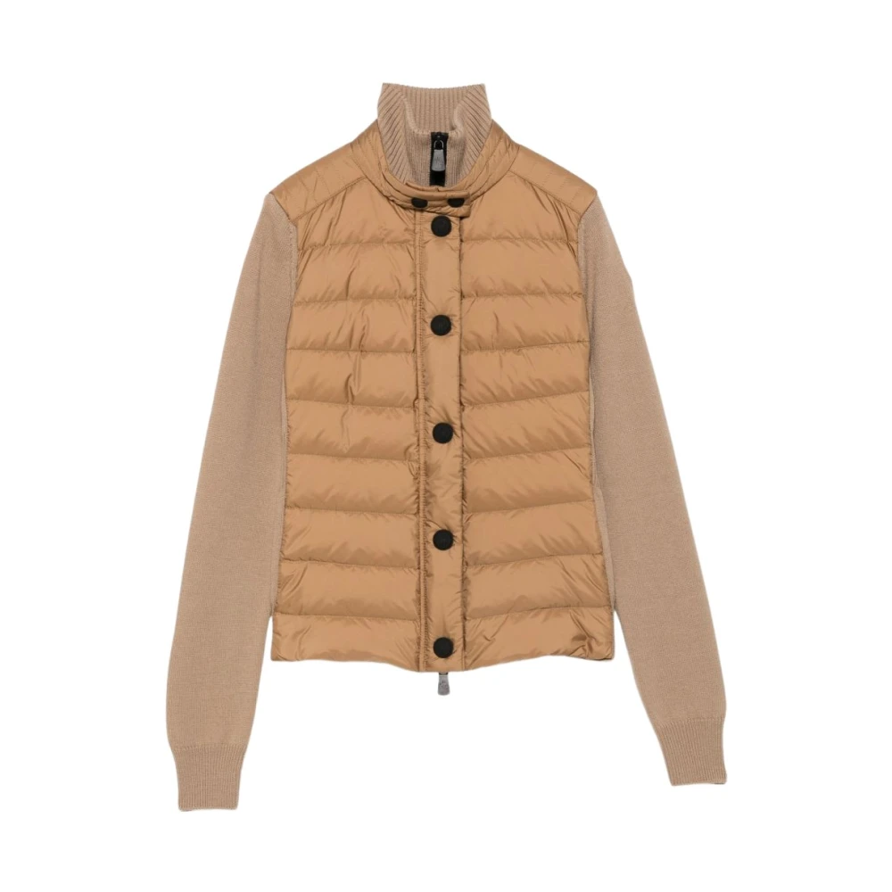 Moncler Donna Beige - Cardigan Imbottito In Misto Lana - Jackets - M