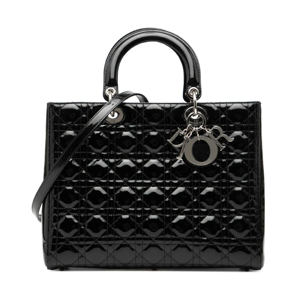 Dior Vintage Women's Black Pre-Owned Structured Leather Handbag