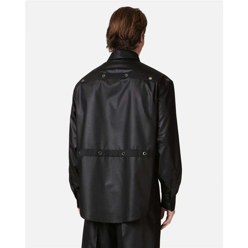 Iceberg Ruimvallend shirt in koele chinched wol Black Heren
