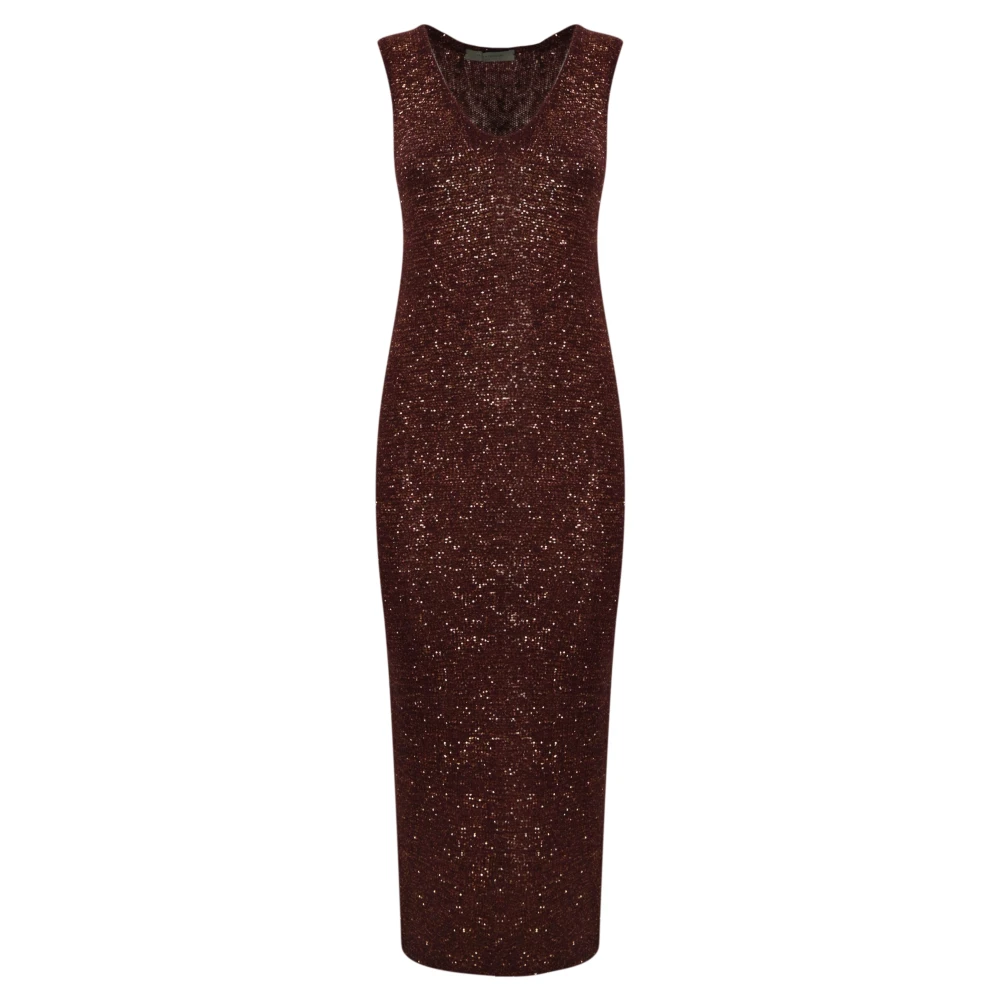 D.Exterior Paillet Midi Jurk Bordeaux Slim Fit Red Dames