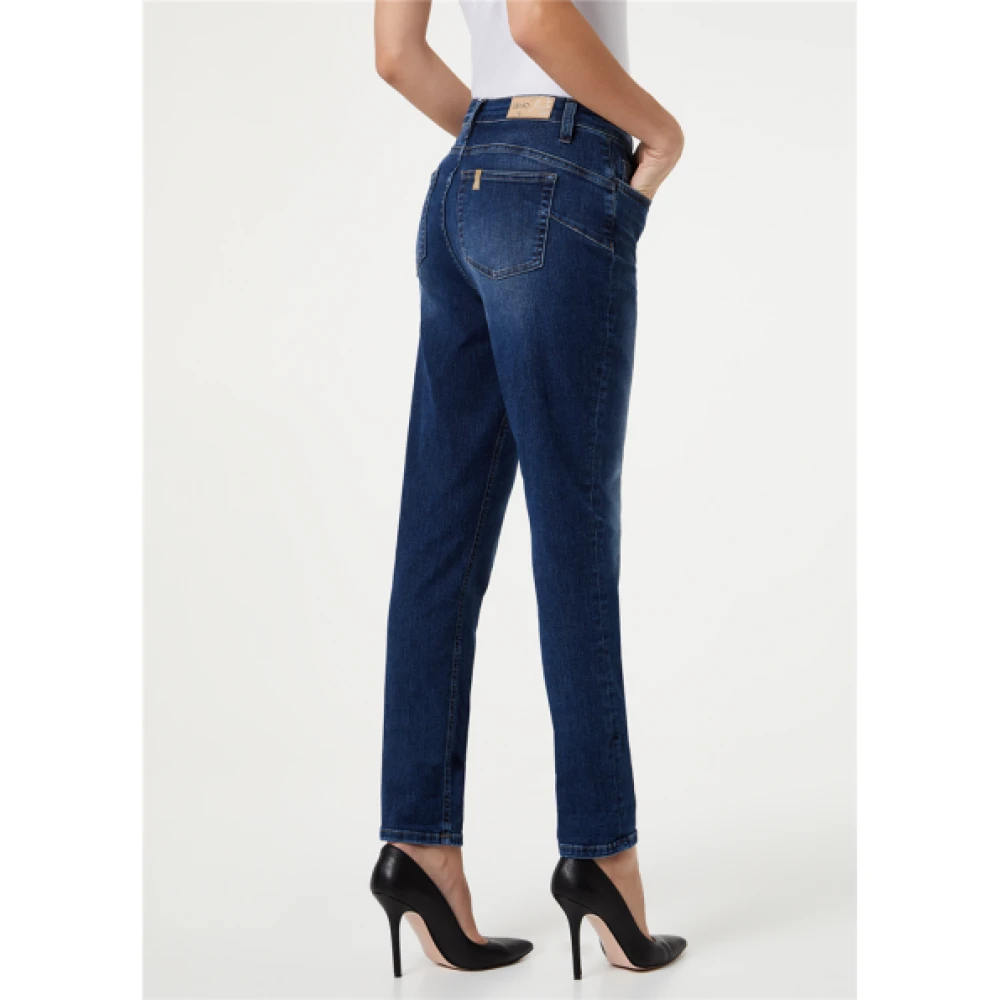 Liu Jo Precious Boyfriend Jeans Gewassen Denimblauw Blue Dames