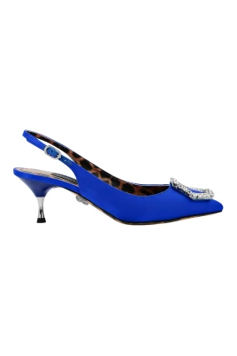 Satin Decollete Slingback Crystal Hexagon