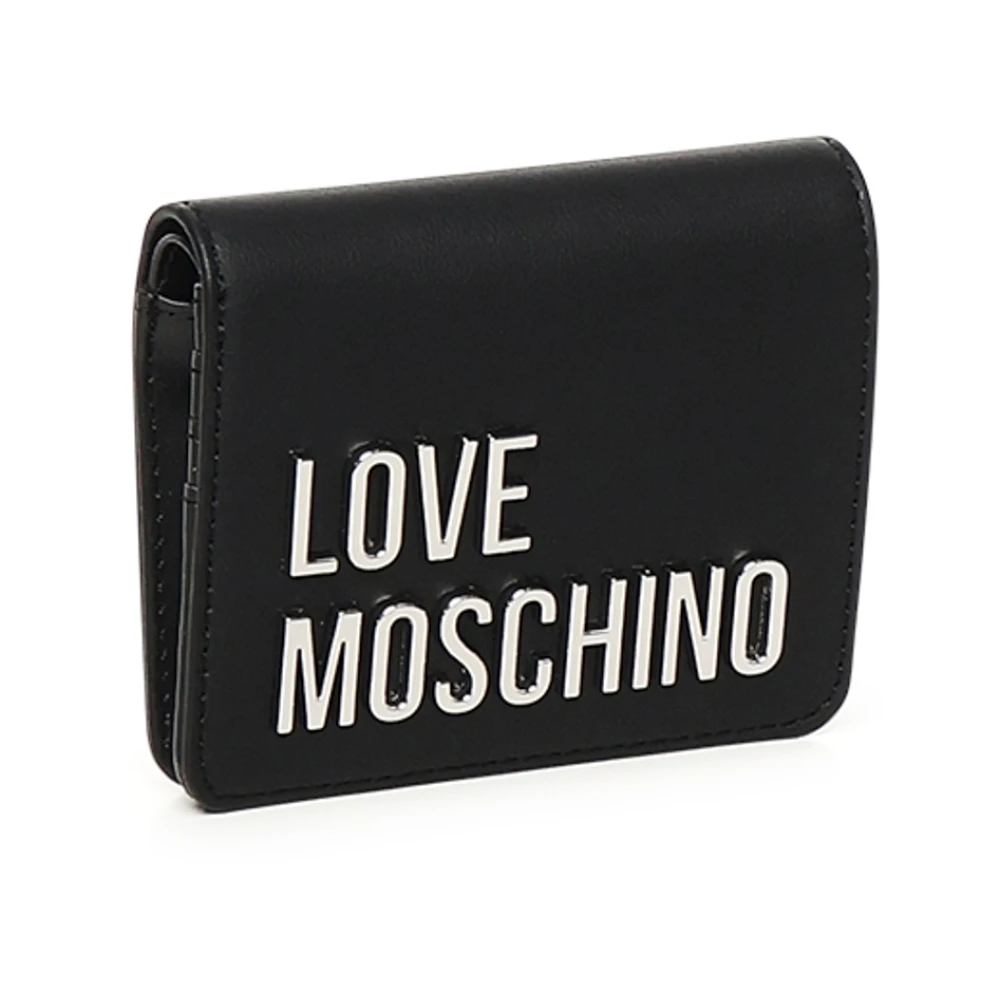 Love Moschino Portemonnee met drukknoop logo en kaartsleuven Black Dames