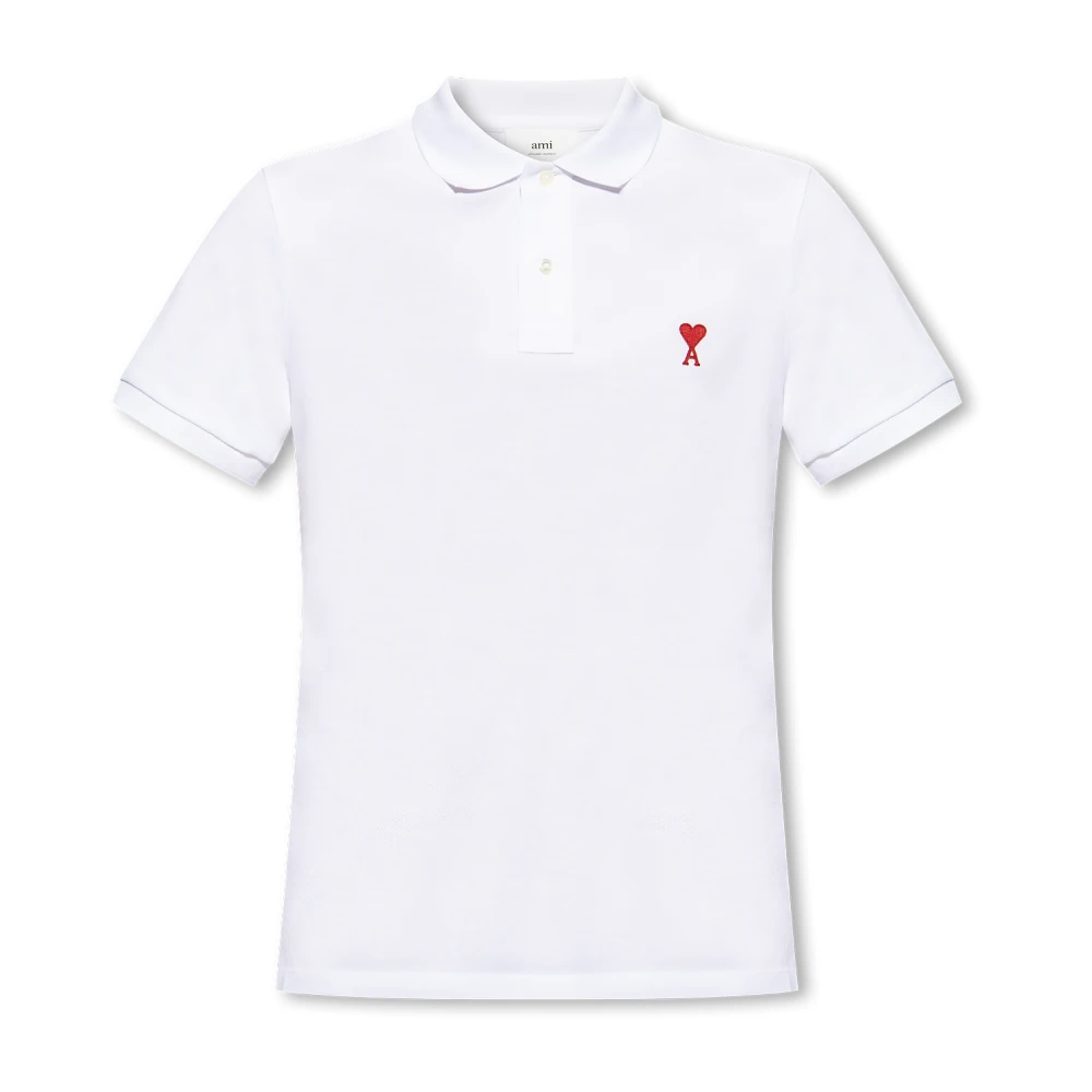 Ami Paris Men's White Polo Shirts, M, Polo Shirt With Logo